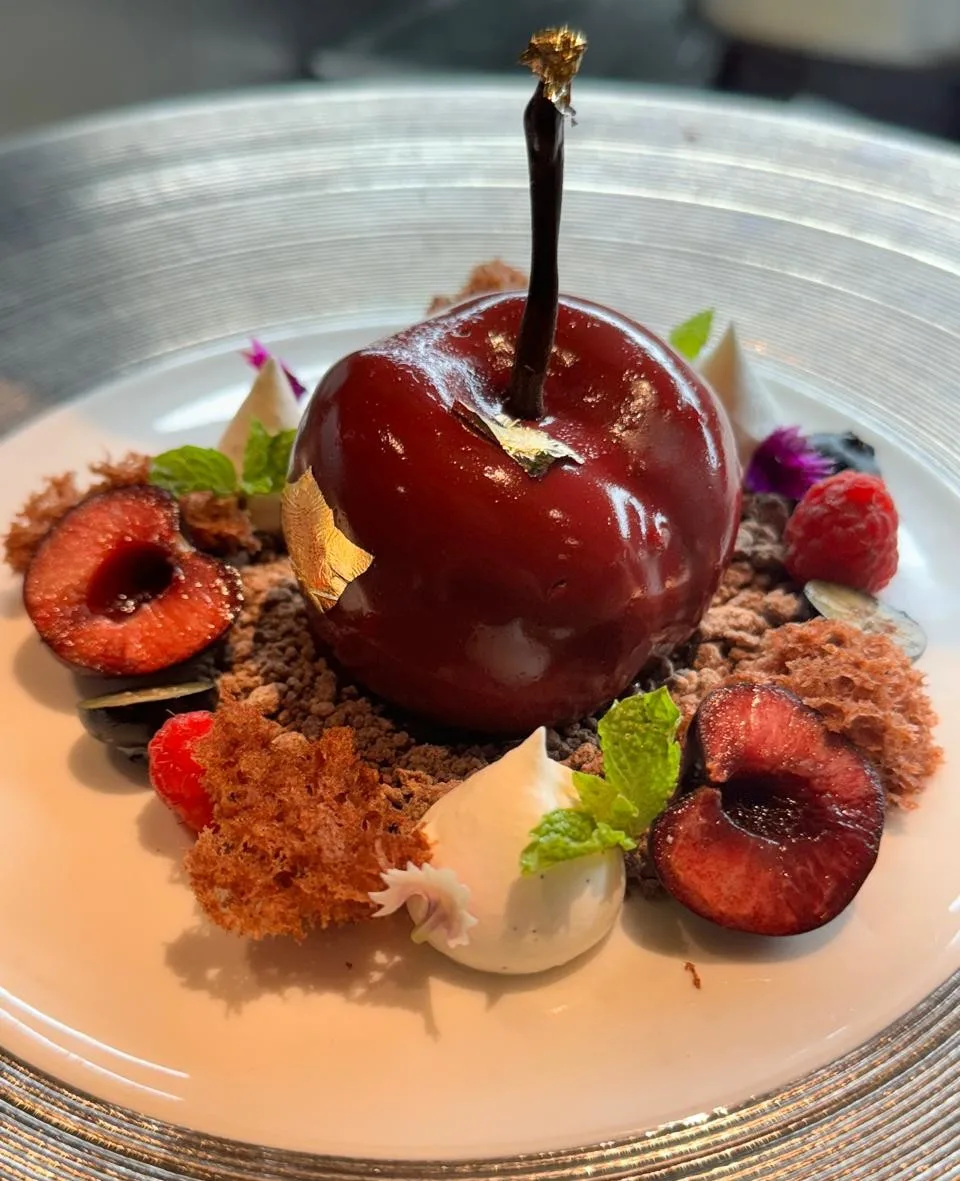 Plated dessert by pastry chef Apeksha Saste — 3 of 4